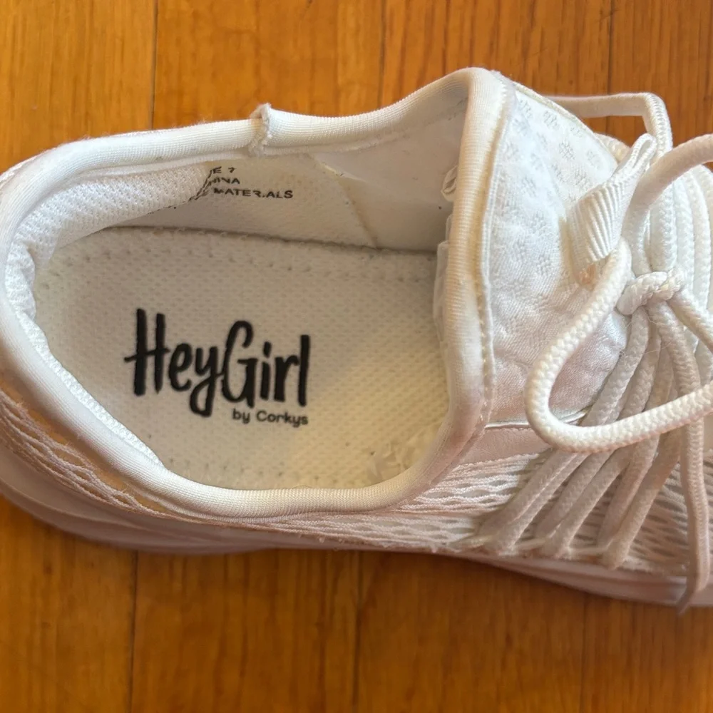 Hey Girl White Glitter Sneakers Lightweight Size 7
